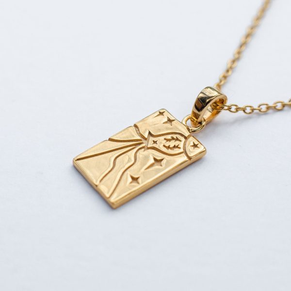 Square Amulet Enamel Pendant Necklace - Premium Gilded Jewelry - Image 10