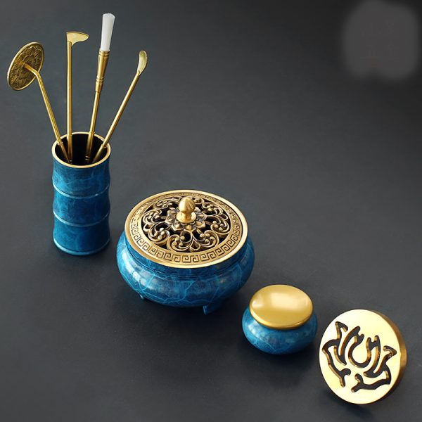 Hand-Crafted Blue Incense Burner Kit – Artisanal Incense Road Tool Supplies - Image 3