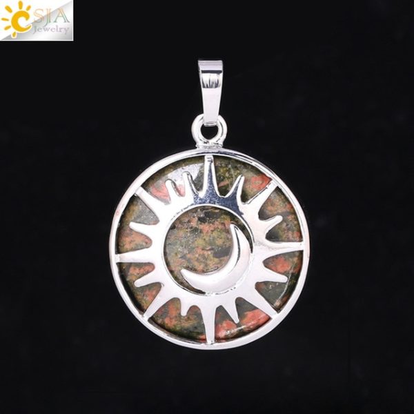 Sun & Moon Pendant with Healing Natural Stones | Amethyst, Quartz, and More - Image 20