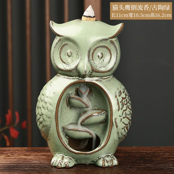 Owl Backflow Incense Burner | Handcrafted Ceramic Aromatherapy Ornament - Image 7