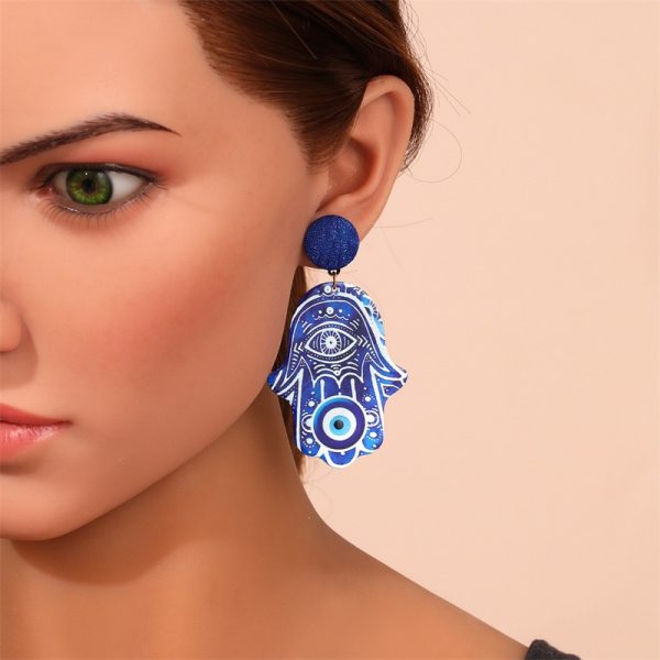 Hamsa Evil Eye Protection Earring - Unique Symbolic Jewelry - Image 2