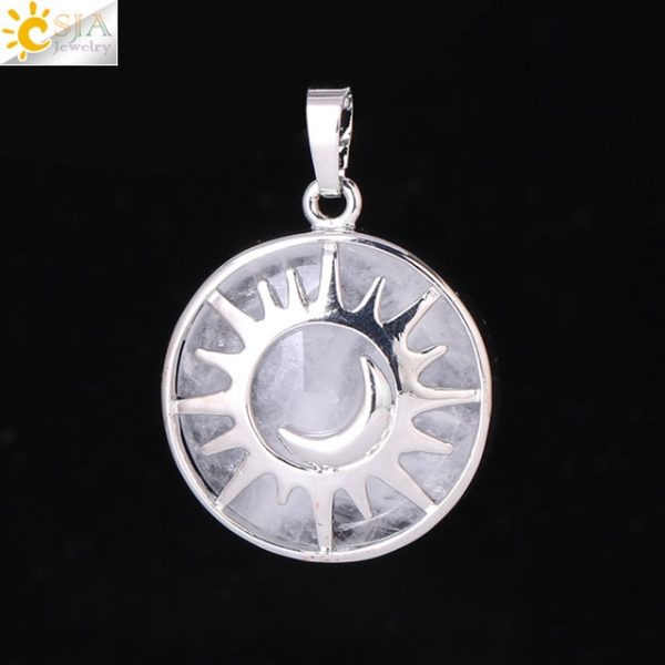 Sun & Moon Pendant with Healing Natural Stones | Amethyst, Quartz, and More - Image 22