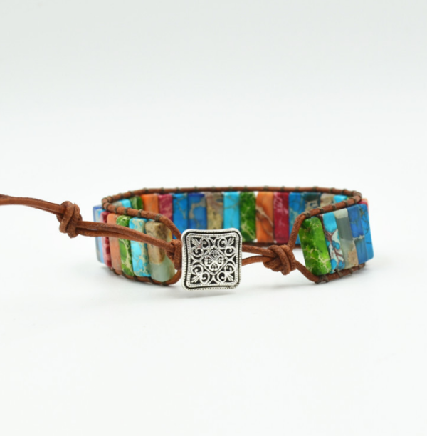 Boho Colorful Ethnic Bracelet with Silver Closure - Image 7