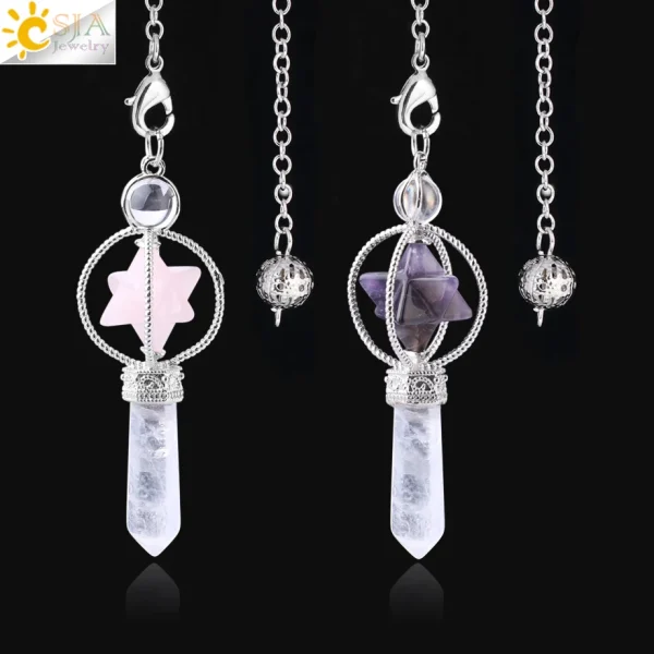 Rotatable Merkaba Pendulum - Natural Stone Crystal