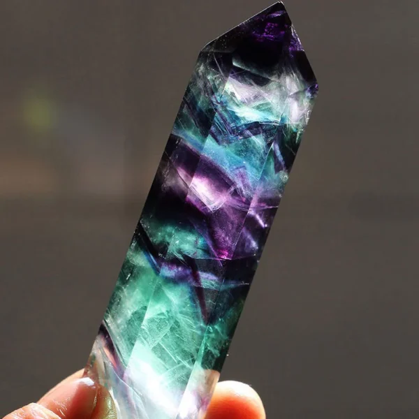 Natural Fluorite Quartz Crystal Wand | Hand-Polished Healing Stone - Image 2