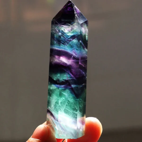 Natural Fluorite Quartz Crystal Wand | Hand-Polished Healing Stone