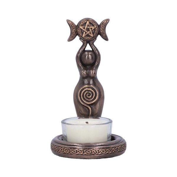 Triple Goddess Tea Light Statue Candlestick | Wicca Resin Craft Ornament - Image 2