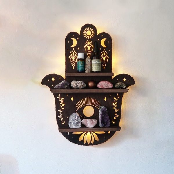 Lamp Shelf | Display Crystals and Small Treasures | Laser Cut Boxwood Shelf - Image 4