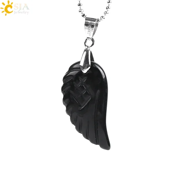 Natural Stone Angel Wing Necklace Pendants | Healing Crystal Jewelry - Image 16