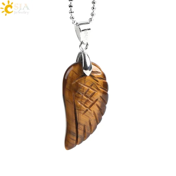 Natural Stone Angel Wing Necklace Pendants | Healing Crystal Jewelry - Image 22