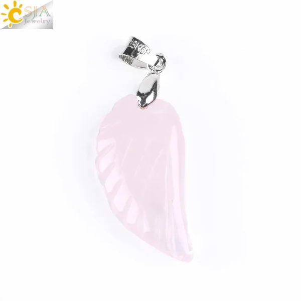 Natural Stone Angel Wing Necklace Pendants | Healing Crystal Jewelry - Image 19