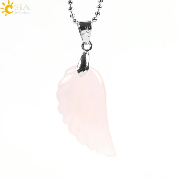 Natural Stone Angel Wing Necklace Pendants | Healing Crystal Jewelry - Image 20