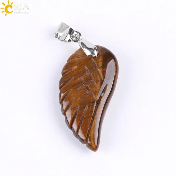 Natural Stone Angel Wing Necklace Pendants | Healing Crystal Jewelry - Image 21