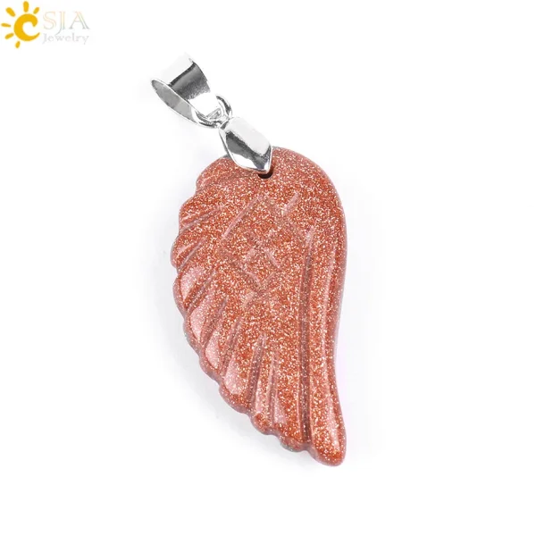 Natural Stone Angel Wing Necklace Pendants | Healing Crystal Jewelry - Image 9