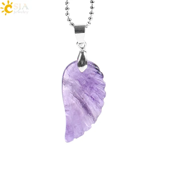 Natural Stone Angel Wing Necklace Pendants | Healing Crystal Jewelry - Image 8