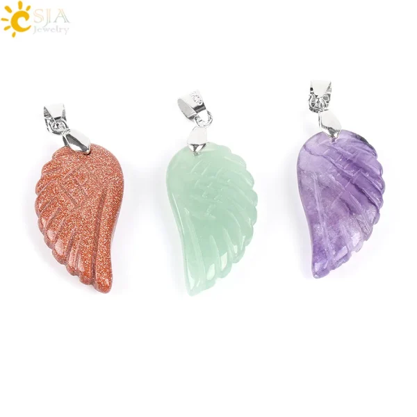 Natural Stone Angel Wing Necklace Pendants | Healing Crystal Jewelry - Image 6